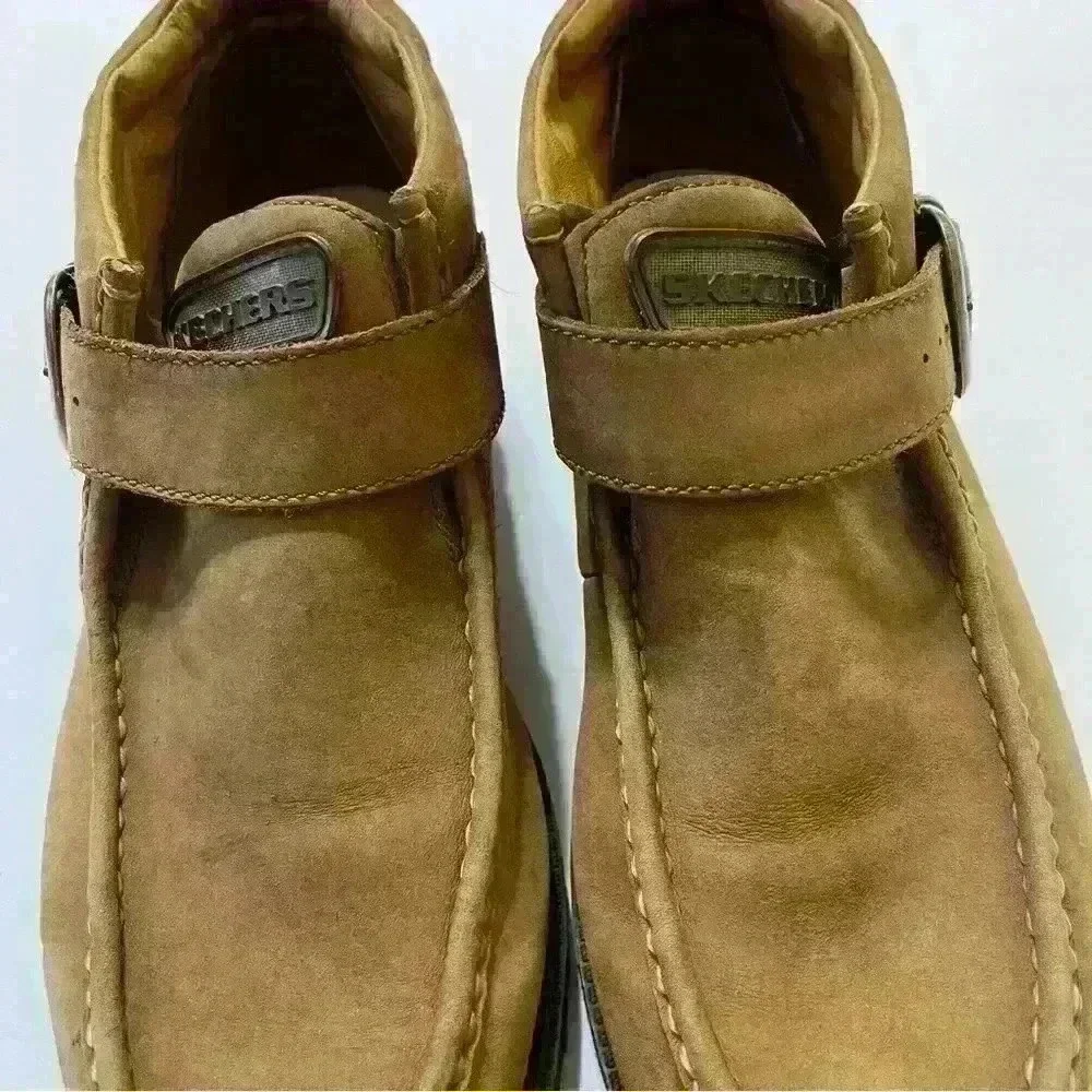 Skechers Mens Regulators Takeover Strap Loafers Wheat Tan Leather Size 10.5